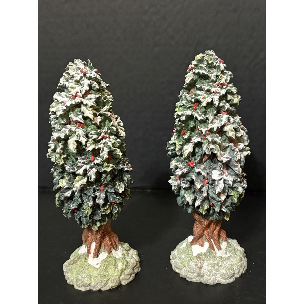 Dept 56 Dickens Village Holly Trees 2pc Set Christmas Accessories Retired #52630